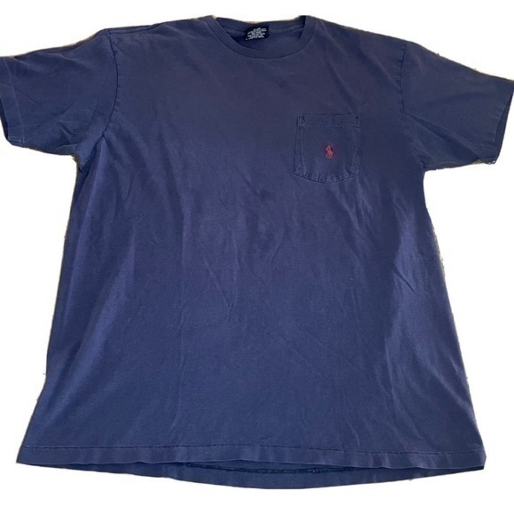 Vintage Polo Ralph Lauren Pocket Tee Men's Medium Single Stitch Navy Blue USA